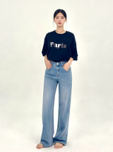  2ND REORDER BUKAY EMBROIDERY SLIM WIDE DENIM PANTS code 25102