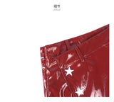 allbubble Red star leather skirt