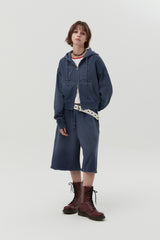 VINTAGE WASHING STUD POINT HALF PANTS [NAVY]