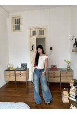 Star frill lace off-shoulder tee