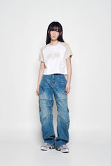 25SS ワイドデニムファティグカーゴパンツ ブルー
