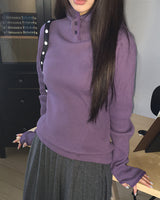 ブレハイネックワッフルフード長袖Tシャツ