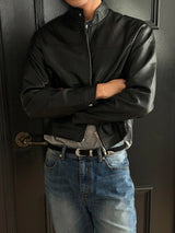 Biker crop leather jaket 
