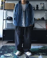 SHトラックデニムフーデッドシャツ (2C)