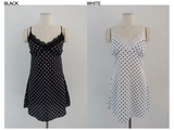 BOLD POLKA DOT LACE-NECK SLIP DRESS (2COLORS!)