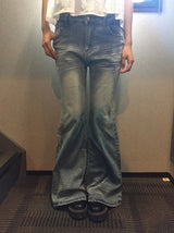 Yeooh Cat Washing Denim Low Bootcut Pants