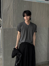 ボードレイヤーリングハーフTシャツ (Vネック)