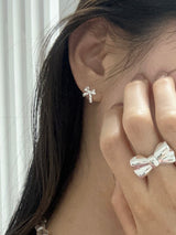 [92.5 silver] Cute リボンピアス