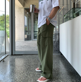 マーレットアイスリネンカーゴバンディングワイドパンツ