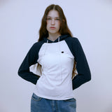 Asymmetric Ruched Hoodie (NAVY)