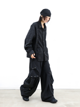RELABEL (Mengzhe) ギフト: アツートーンシャツラッフルドヒム,スタッドディテーリングアンドマルチスタイルデザイン