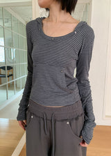 RIVET STRIPE HOOD TEE