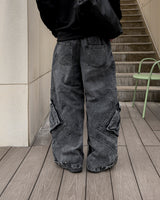 Skull Dart Wide Cargo Denim Pants