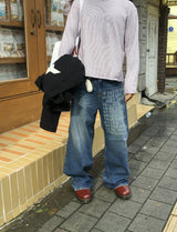 No.1400 lettering wide denim PT
