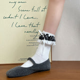 Classic Check Frill Ribbon Mid-Calf Socks