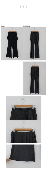 COLLY レーススリーブトップス & カーディガン& ラップスカートパンツセット (CHARCOAL, BLACK 2COLORS!)