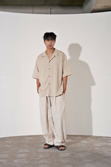 ヘリンボーンリネンレイラード 1/2 シャツ(Oatmeal)
