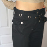 [belt set] Shirty Low Rise incision pocket wide bootcut cotton pants