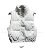 Illya Leather Crop Vest Padded