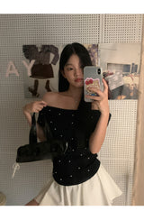 パーティーパールオフショルダー半袖Tシャツ