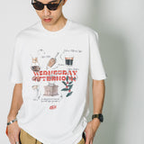DAKYAM ハンドメイドコーヒーポロプリンティングTシャツ