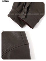 High-End Leather Warm Pocket Half Coat