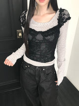 alyssa レースフリルトップ(3 color)