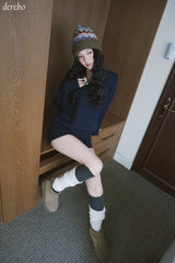Twisted collar knit pants two-piece set