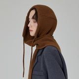 VARZAR Logo Label Hood Muffler / Brown