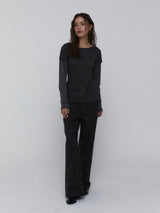 Layered Long Sleeve Top_Charcoal