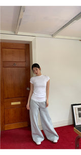 Wide banding lace bootcut pants