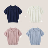 サマーブークレ ☁️カラー半袖ニットTシャツ (4 colors) #サマーニット