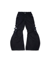 MULTI BUCKLE BLACK DENIM PANTS
