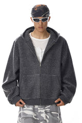 Striped Hooded Zip Sweatshirt