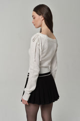 Rosy cake cable knit, White