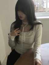 Lace Scarf Square Neck T
