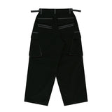 Peach Cotton Cargo Pants - Black