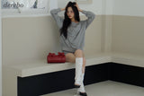 Unbalanced off-shoulder gray loose fit sweatshirt