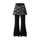 Check Layered Flare Pants
