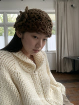 wool Thick Bold Knitwear Zip-Up Cardigan