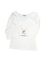 Rabbit Lace V-Neck Tee [White]
