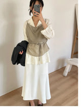 Dion Pintuck Mermaid Long Skirt
