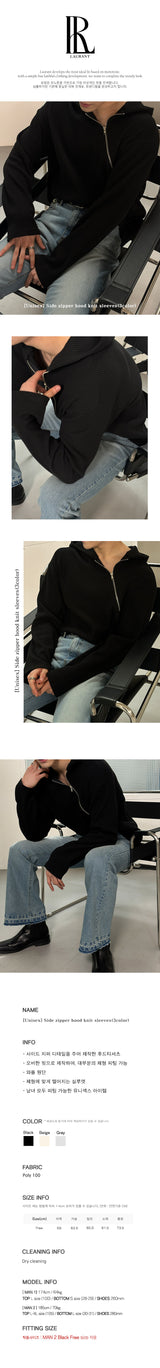 [Unisex] Side zipper hood knit sleeves(3color)