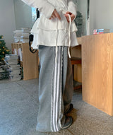 Pilfer Lace Brushed Banding Wide Pants