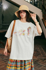 クレヨンフローラルボウノットTシャツ