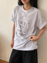リツカ ドッグプリント ルーズフィット ショートスリーブ Tシャツ