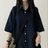 Lori Linen Oversized Fit Short Sleeve Shirt Shirt