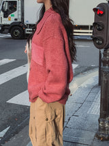 Wood Ribbed Pocket Knit Cardigan