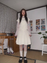 (2color) Tone-on-Tone Button Pintuck Flare Skirt