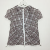 Plaid chiffon シャーリングジップアップ (2color)